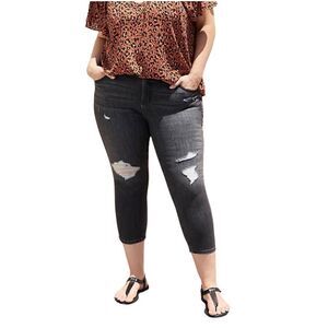 Torrid black distressed bombshell skinny crop jeans size 24